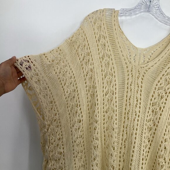 Women's Bohemian Lace Ivory Crochet Swim Cover‎ Up Tunic Dress Size One Size - Picture 4 of 13